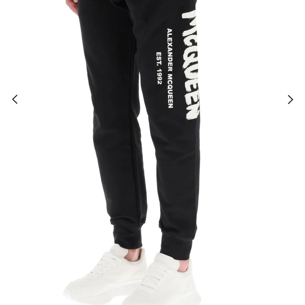 Alexander McQueen Logo Printed Slim Cut Track Trousers